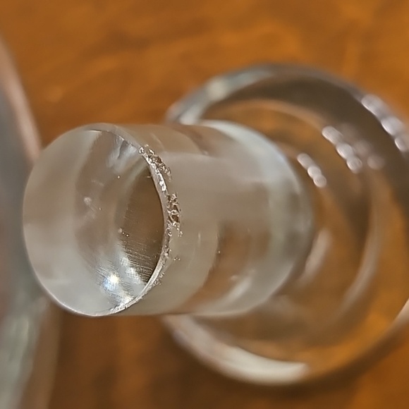 Antique Glass Ship Decanter Original Stopper Engraved Design, Chips in Pictures - Picture 5 of 5